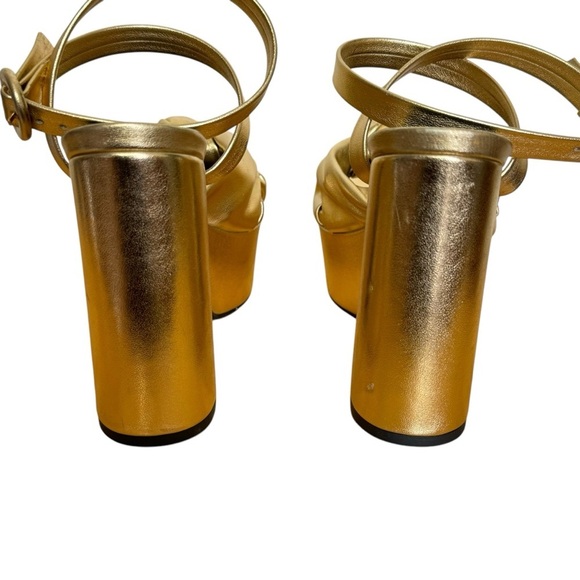 ASOS DESIGN Note knotted platform heeled sandals in gold Woman’s SZ. 4.5 - Picture 11 of 16